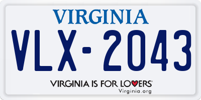 VA license plate VLX2043