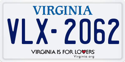 VA license plate VLX2062