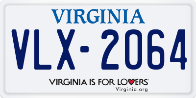 VA license plate VLX2064