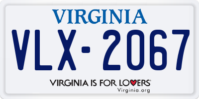 VA license plate VLX2067