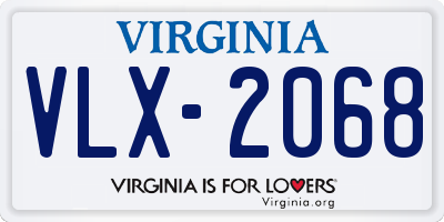 VA license plate VLX2068