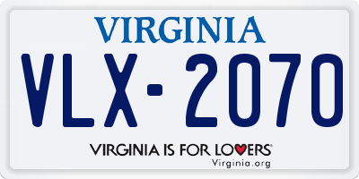 VA license plate VLX2070