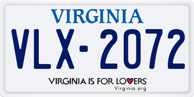 VA license plate VLX2072