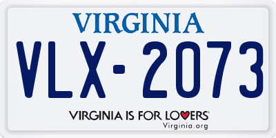 VA license plate VLX2073