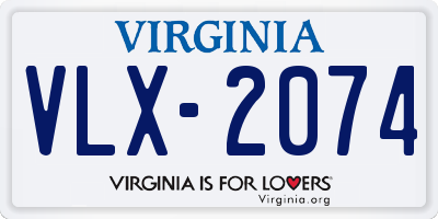 VA license plate VLX2074