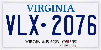 VA license plate VLX2076