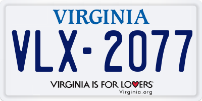 VA license plate VLX2077