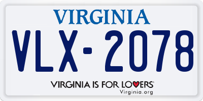 VA license plate VLX2078