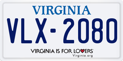 VA license plate VLX2080