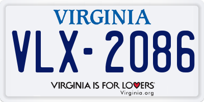 VA license plate VLX2086