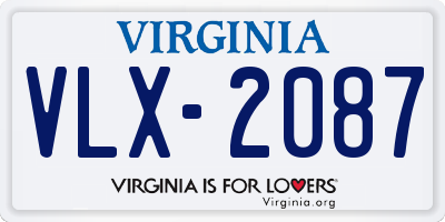 VA license plate VLX2087