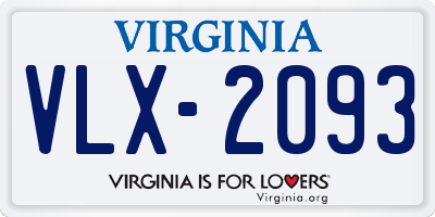 VA license plate VLX2093