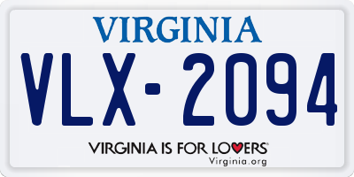 VA license plate VLX2094