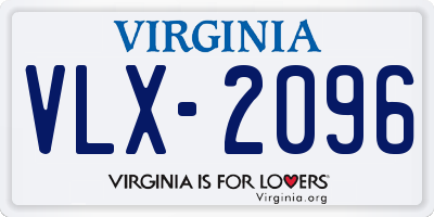 VA license plate VLX2096