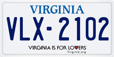 VA license plate VLX2102