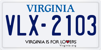 VA license plate VLX2103