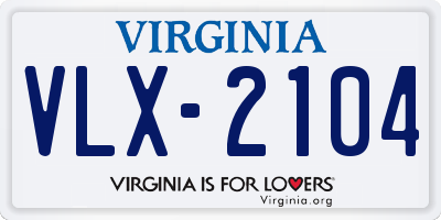 VA license plate VLX2104