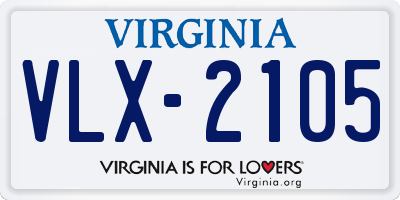 VA license plate VLX2105