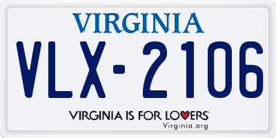 VA license plate VLX2106