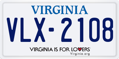 VA license plate VLX2108