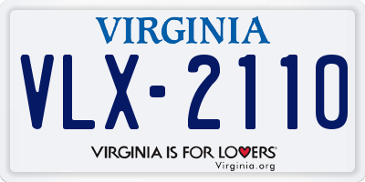 VA license plate VLX2110