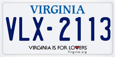 VA license plate VLX2113