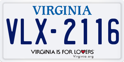 VA license plate VLX2116