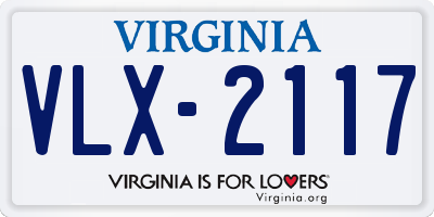 VA license plate VLX2117