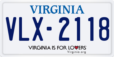 VA license plate VLX2118