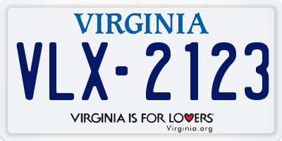 VA license plate VLX2123