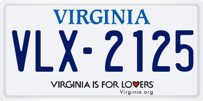 VA license plate VLX2125