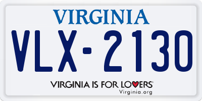 VA license plate VLX2130