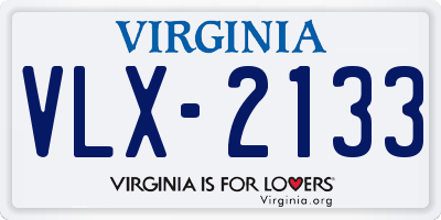 VA license plate VLX2133