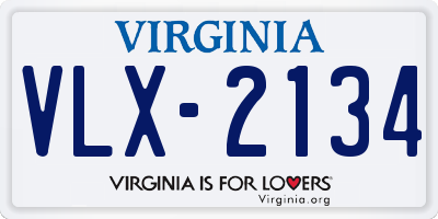 VA license plate VLX2134