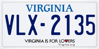 VA license plate VLX2135