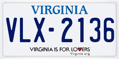 VA license plate VLX2136