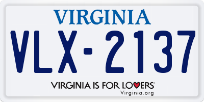 VA license plate VLX2137