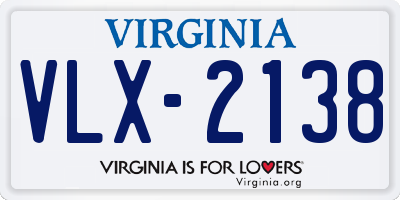 VA license plate VLX2138