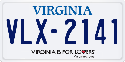 VA license plate VLX2141