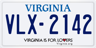 VA license plate VLX2142