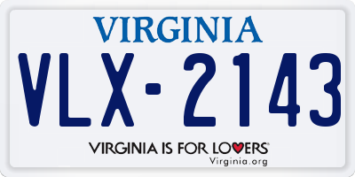 VA license plate VLX2143