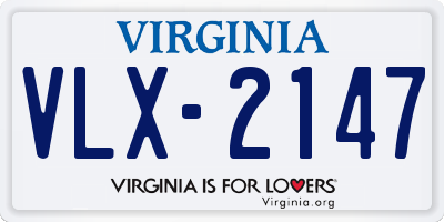 VA license plate VLX2147