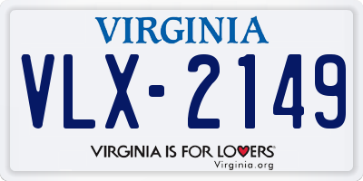 VA license plate VLX2149