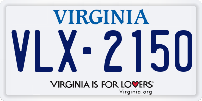 VA license plate VLX2150