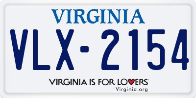 VA license plate VLX2154