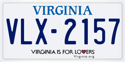 VA license plate VLX2157