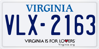 VA license plate VLX2163