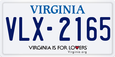 VA license plate VLX2165