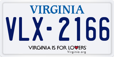 VA license plate VLX2166