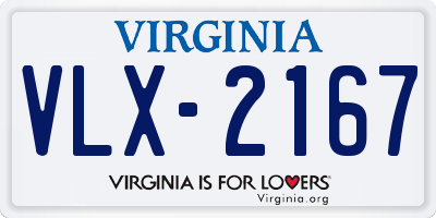 VA license plate VLX2167